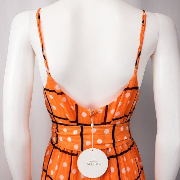 Orange Polka Dot Midi Fall/Summer Dress - Picture 4 of 7
